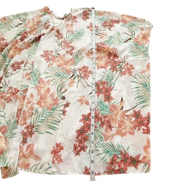 Maurices White & Orange Tropical Floral Open Kimono One Size - Picture 5 of 8